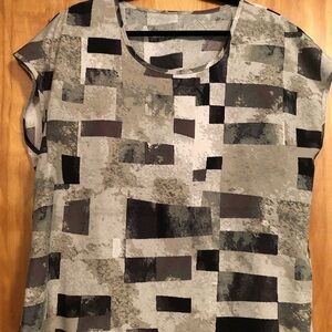 Shein, blouse, geometric design.